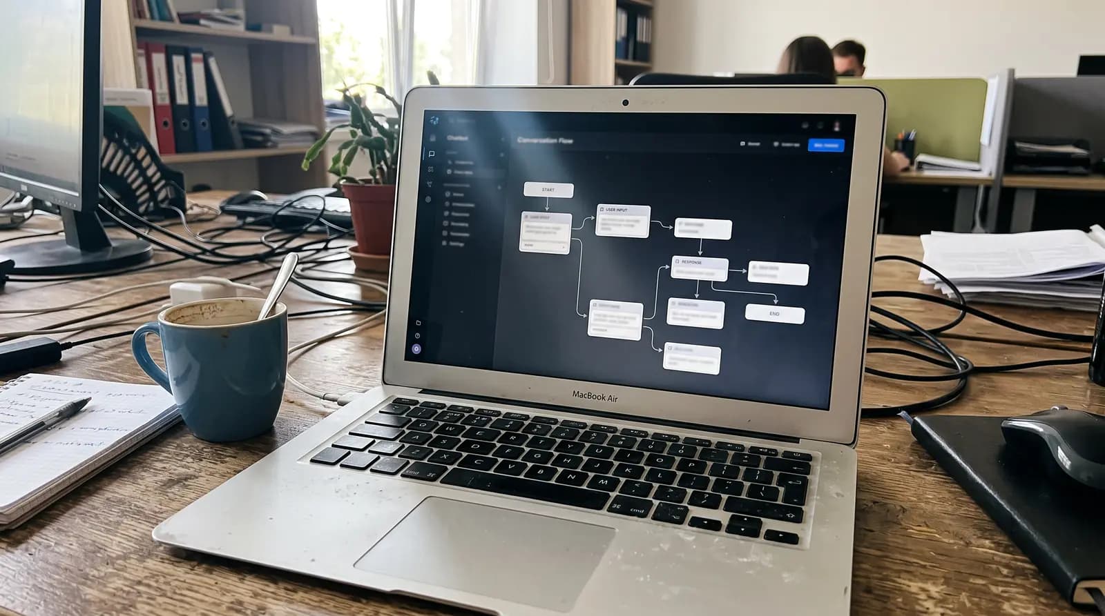 Notebook mostrando o fluxo de conversa de um bot