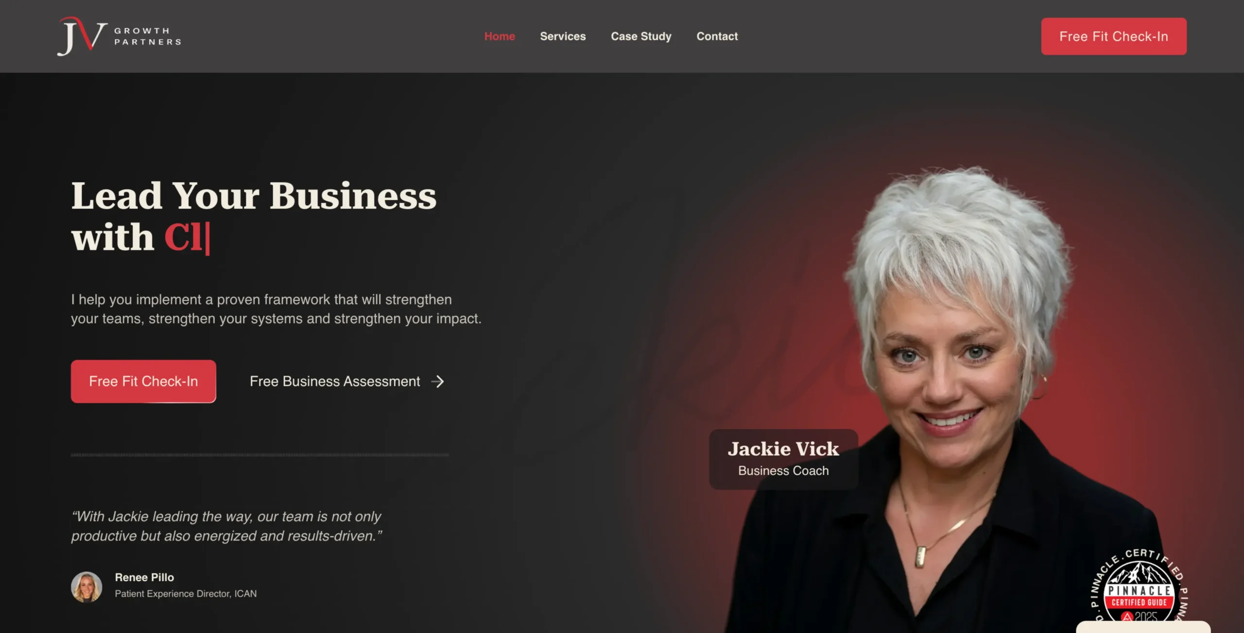 Screenshot of a client website designed by Lumni Studio